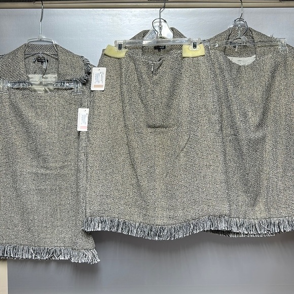 600 West 2 pc suit shimmer tweed with fringe blazer and skirt 3 sizes classic - Picture 4 of 17